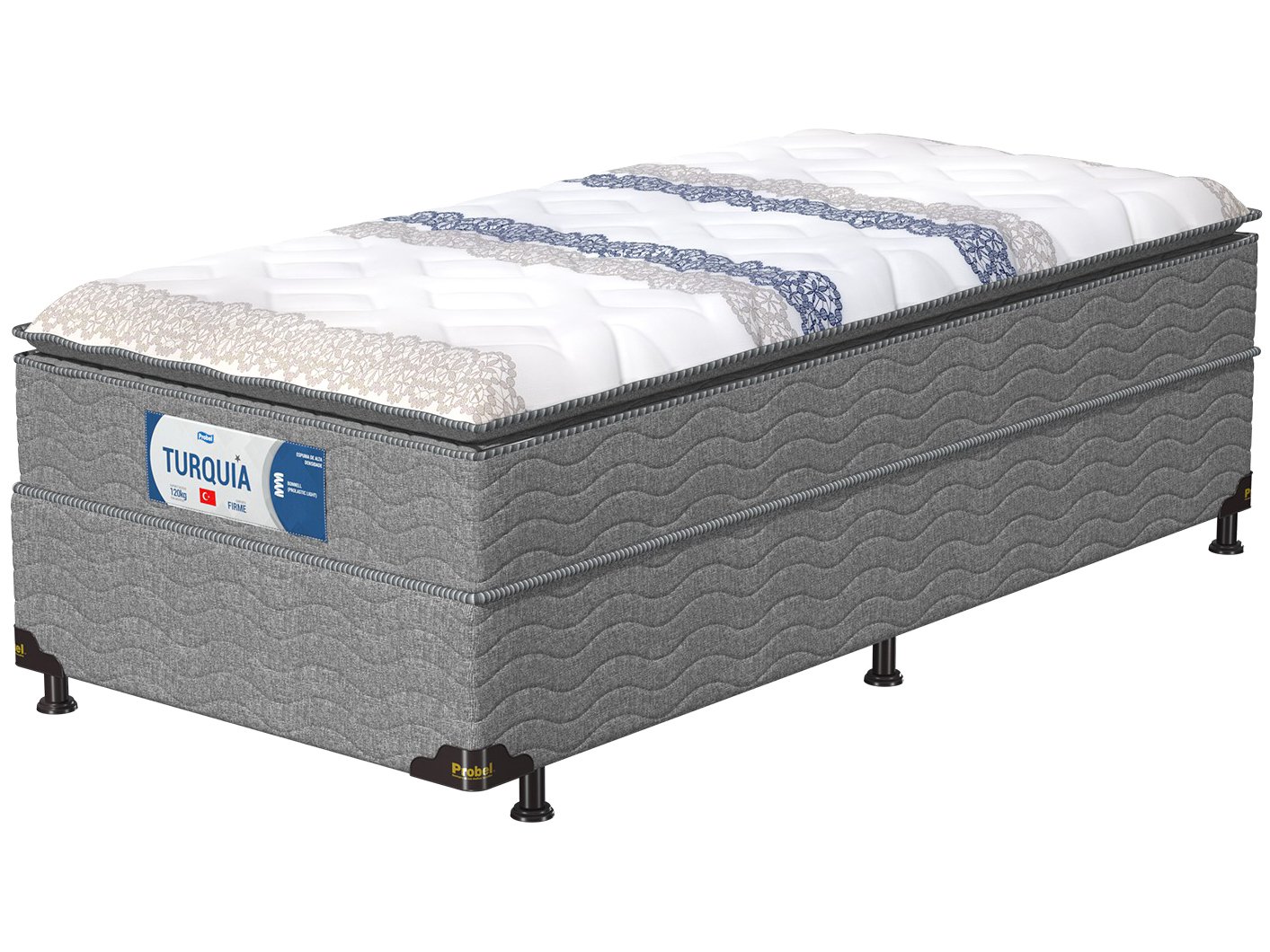 imagem de Cama Box Solteiro 64cm - Cinza - 2292101